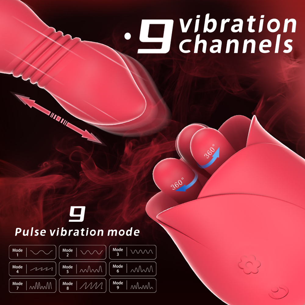 rose vibrators adult toy women【S-475-7】vibrating pink rose sex toy with tongue vibrator for female