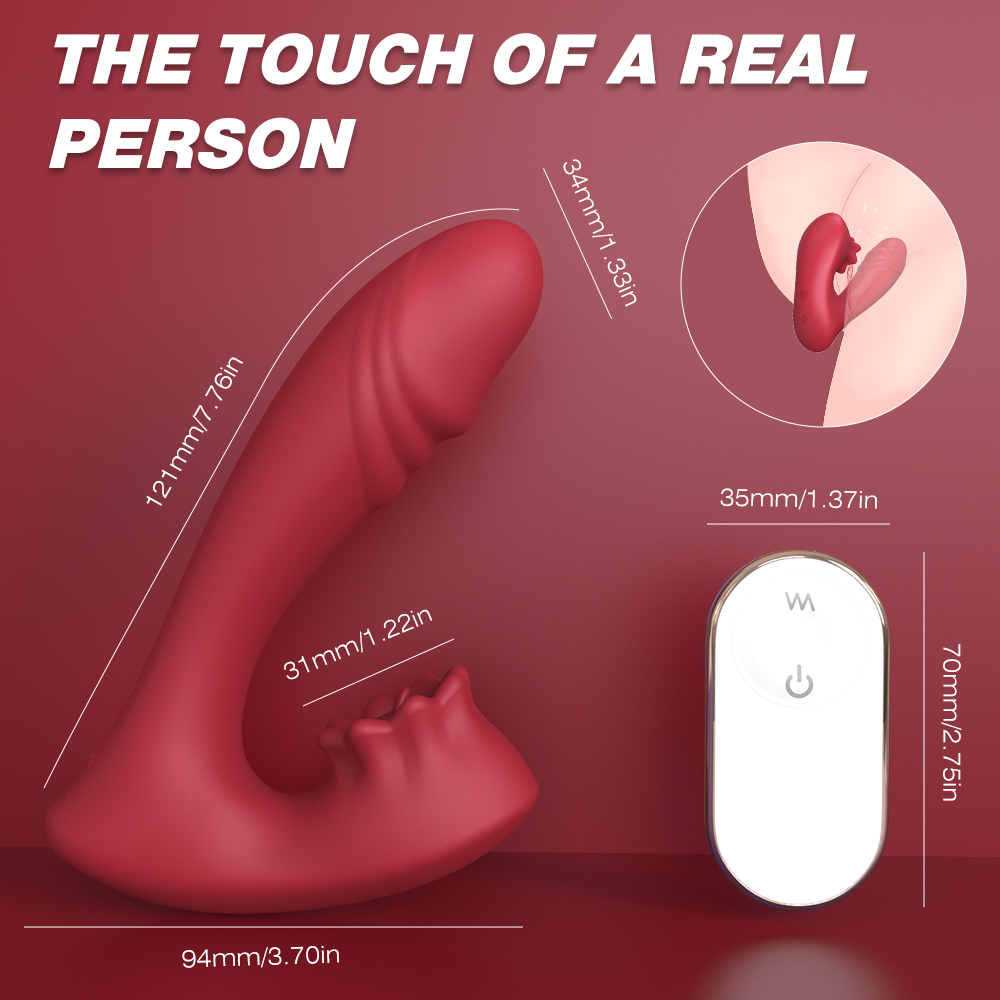 silicone vibration waterproof double anal and woman g spot lick vagina clitoris sex toy massage vibrator red【S371-2】
