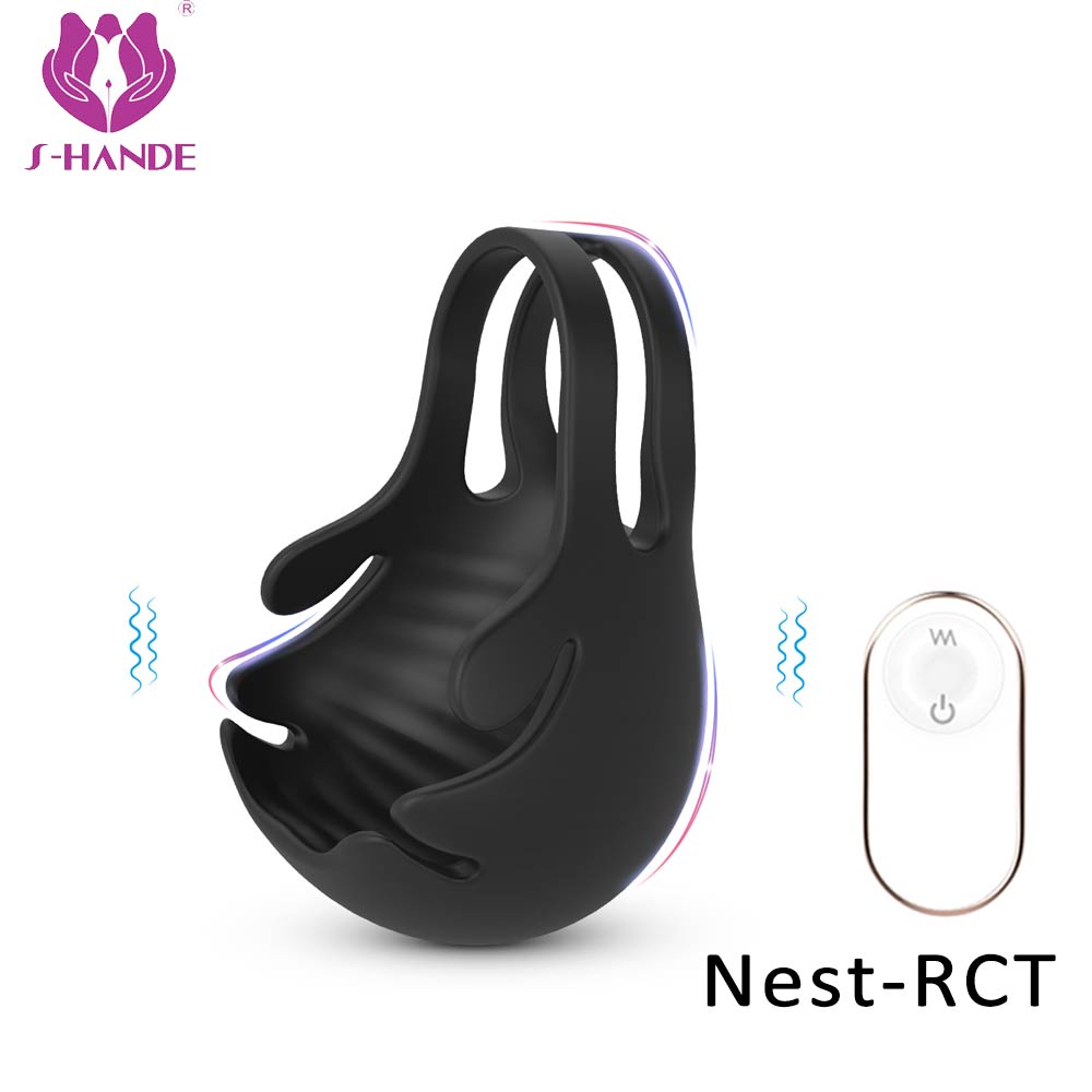 Silicone dual magnetic vibrating cock rings sex toys men penis cage sleeve cock telecontrol  vibrator sex toys for male【S274-2】