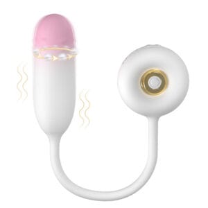 Pink-White Gradient Egg Vibrator with Rotating Beads