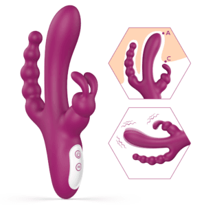 Triple Motor Rabbit Vibrator with Anal Beads