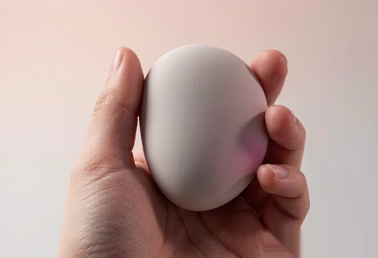 Hand holding a soft-touch matte object